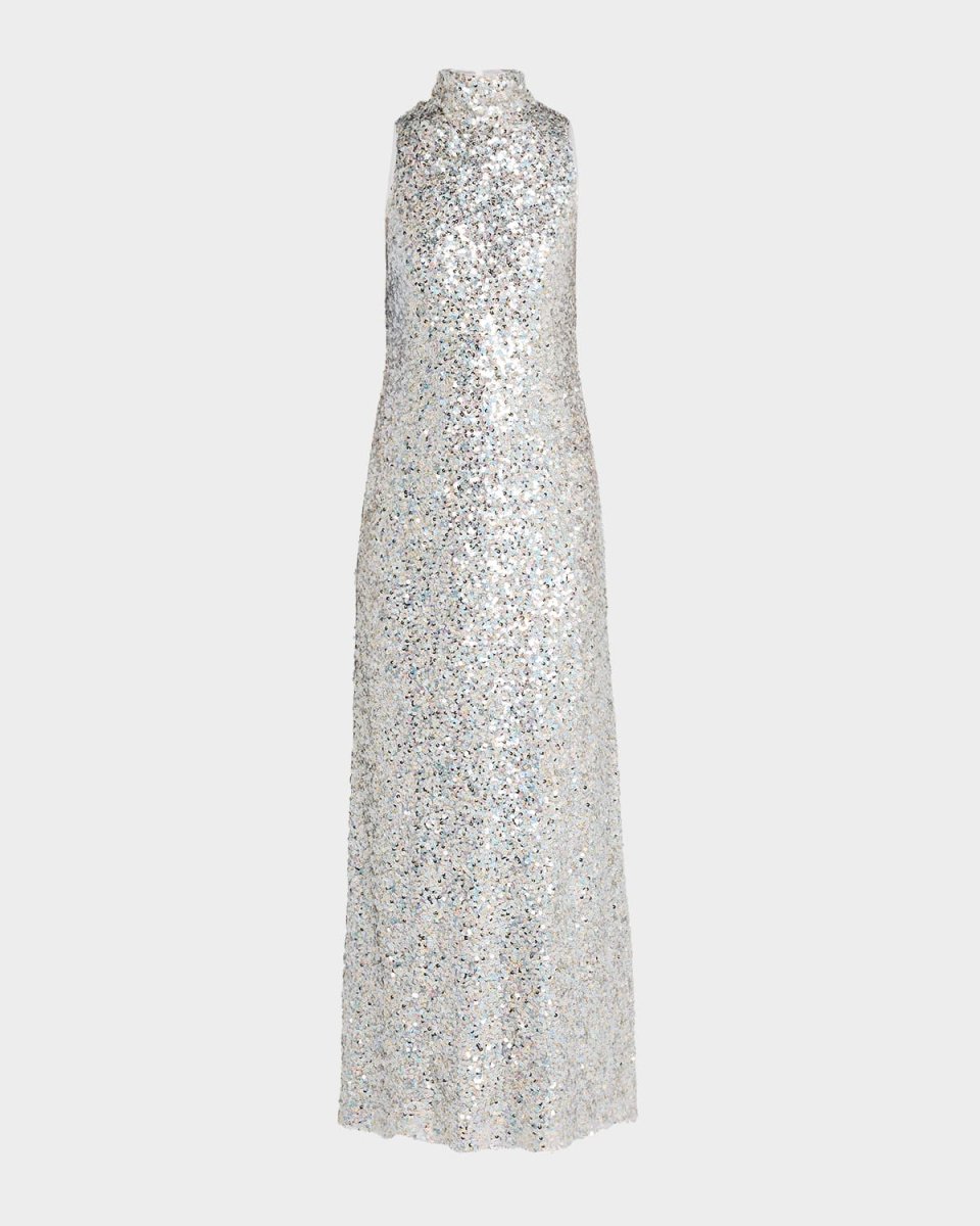 Sculpty High-Neck Sequined Dress